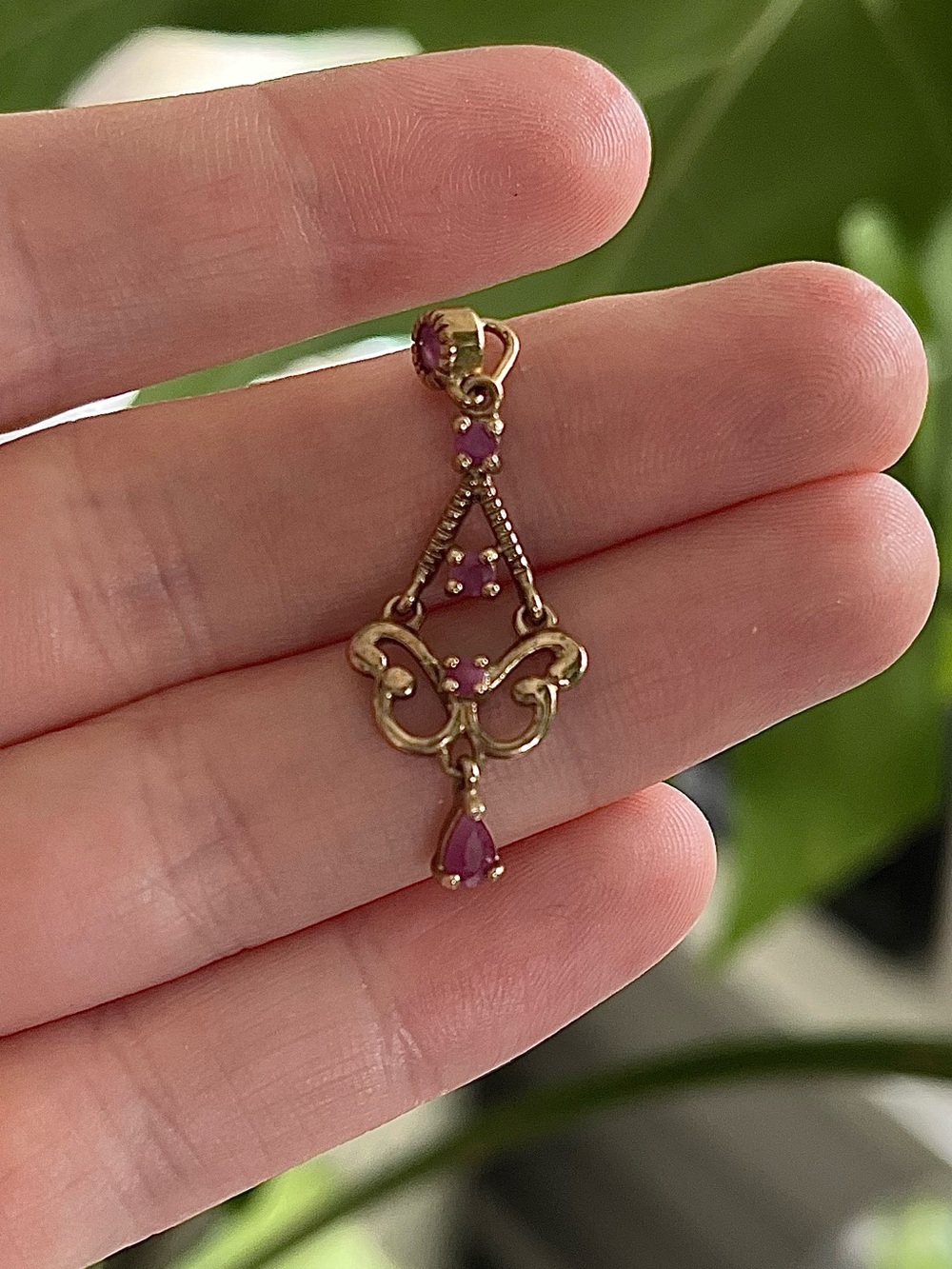 Art Nouveau Antique Ruby Lavaliere Pendant